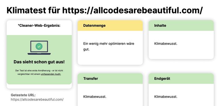 Startseite des Cleaner Web Klimatests